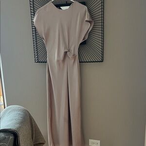 Zara Satin Women's Mauve Twist-Detail Midi Dress size M
